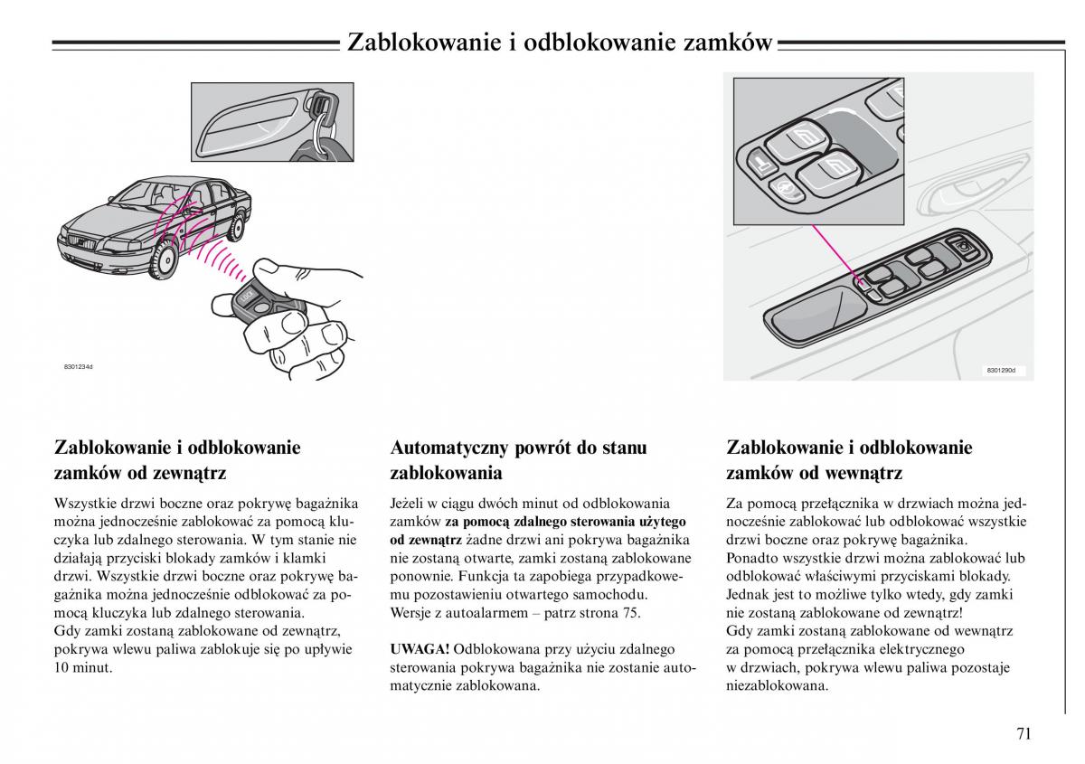 Volvo S80 I 1 instrukcja obslugi / page 73