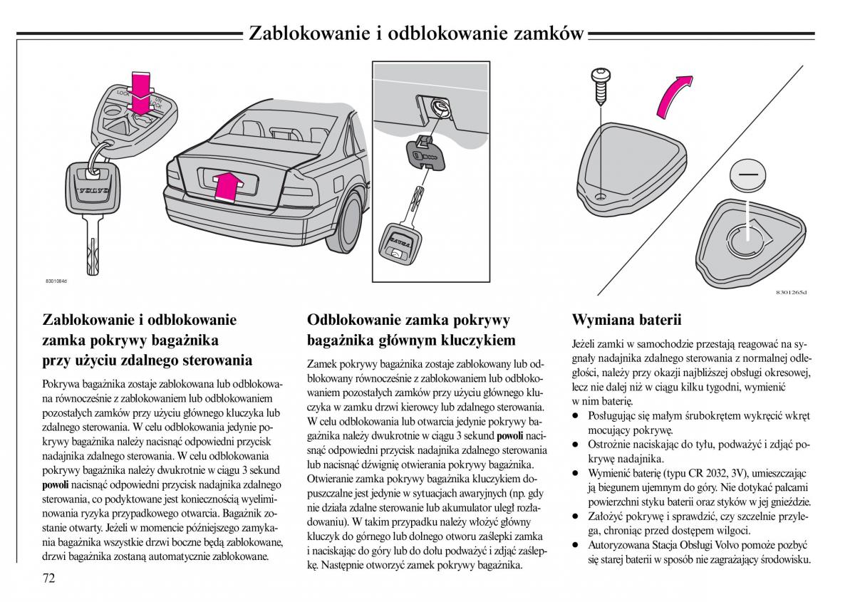 Volvo S80 I 1 instrukcja obslugi / page 74