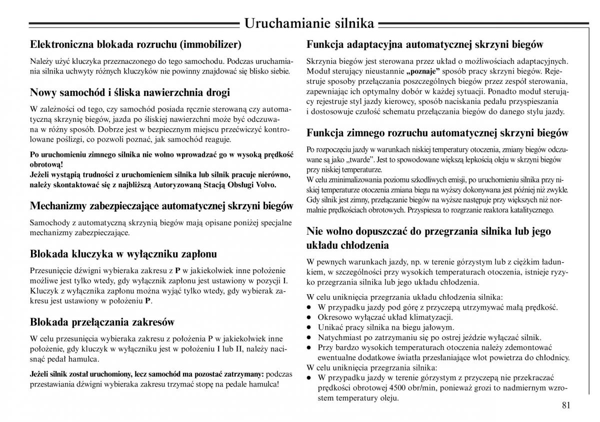 Volvo S80 I 1 instrukcja obslugi / page 83