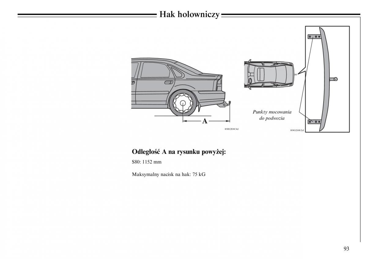 Volvo S80 I 1 instrukcja obslugi / page 95