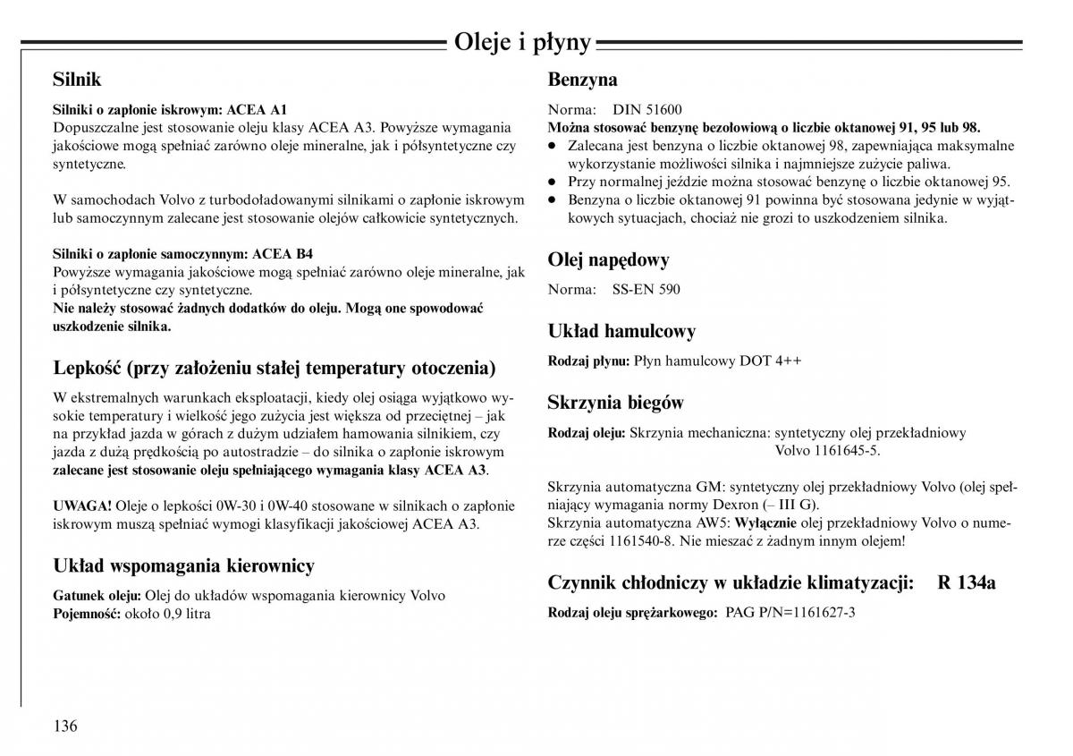 Volvo S80 I 1 instrukcja obslugi / page 138