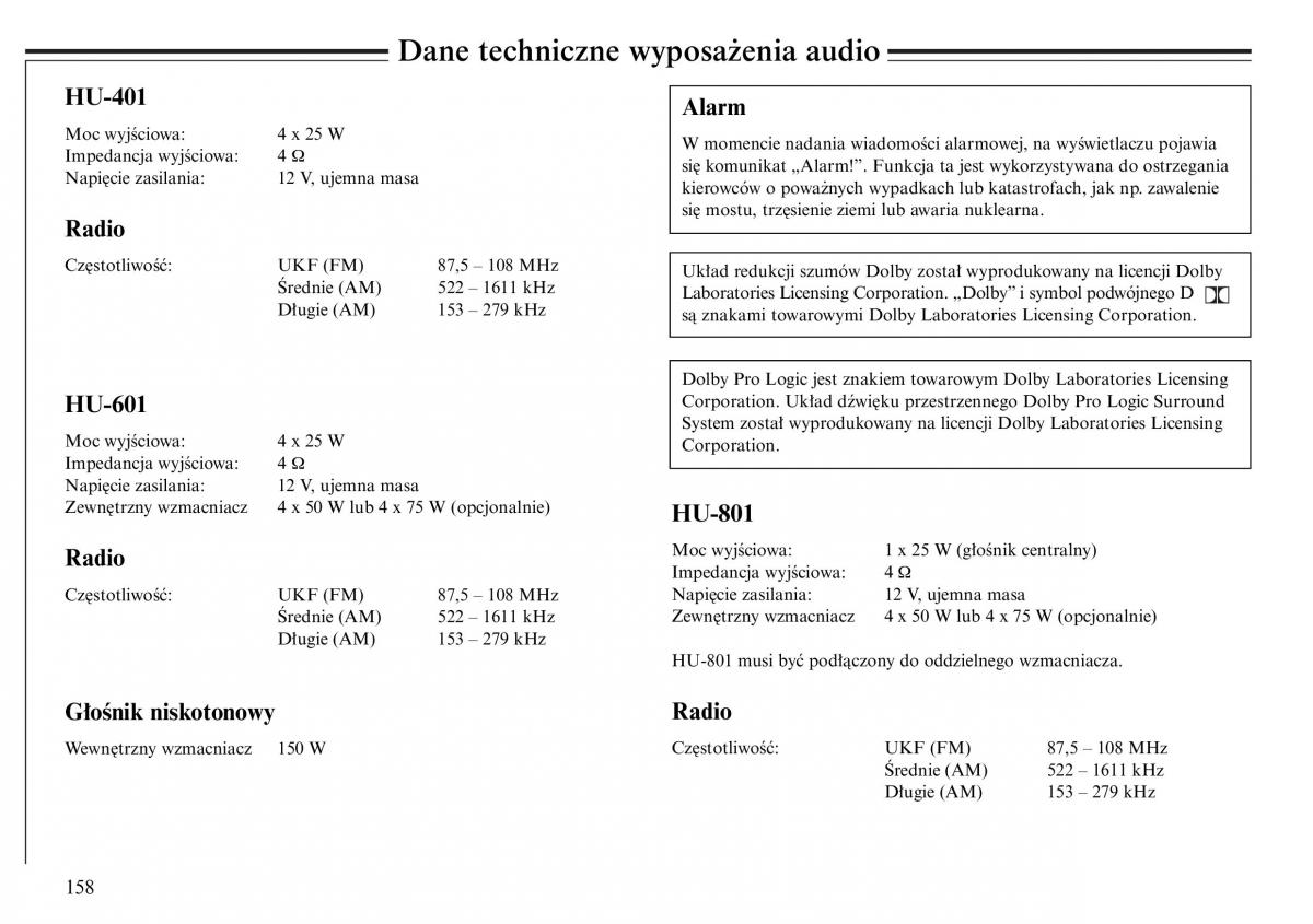 Volvo S80 I 1 instrukcja obslugi / page 160