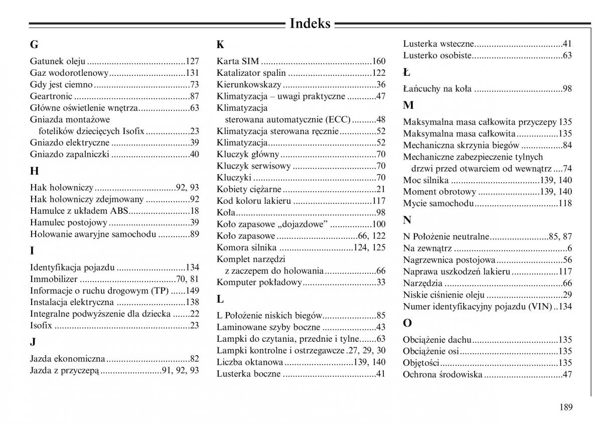 Volvo S80 I 1 instrukcja obslugi / page 191