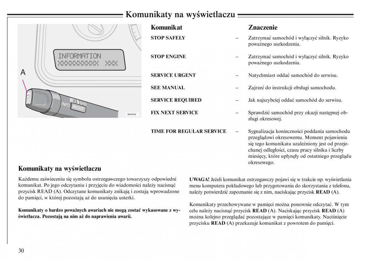 Volvo S80 I 1 instrukcja obslugi / page 32