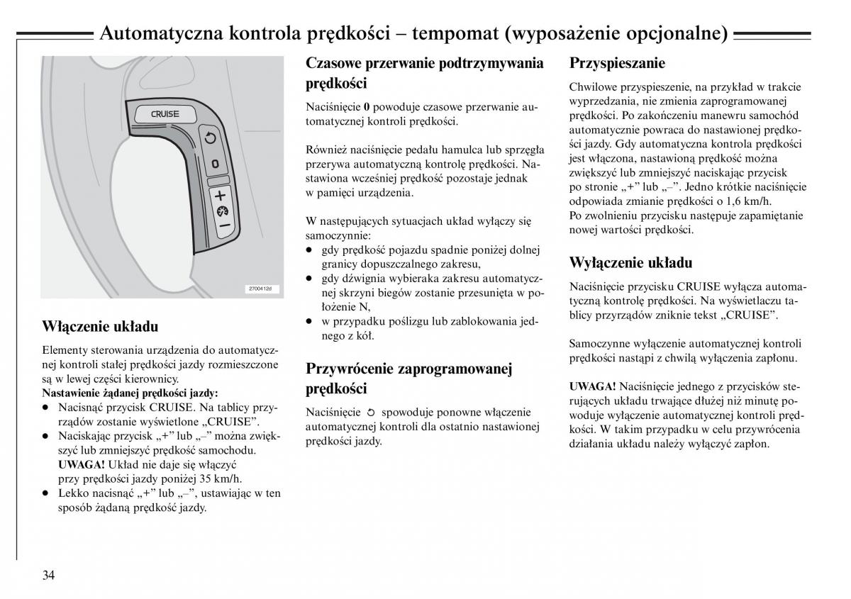 Volvo S80 I 1 instrukcja obslugi / page 36