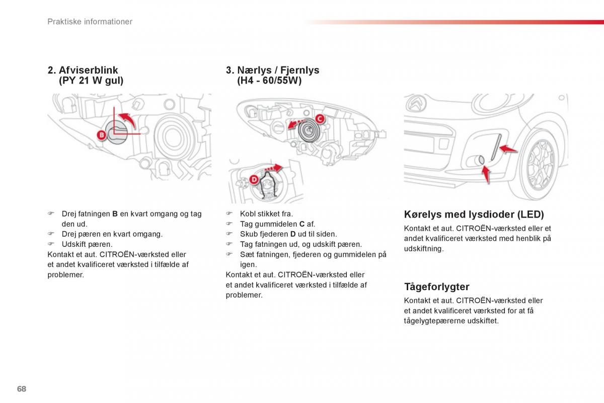 Citroen C1 I 1 Bilens instruktionsbog / page 70