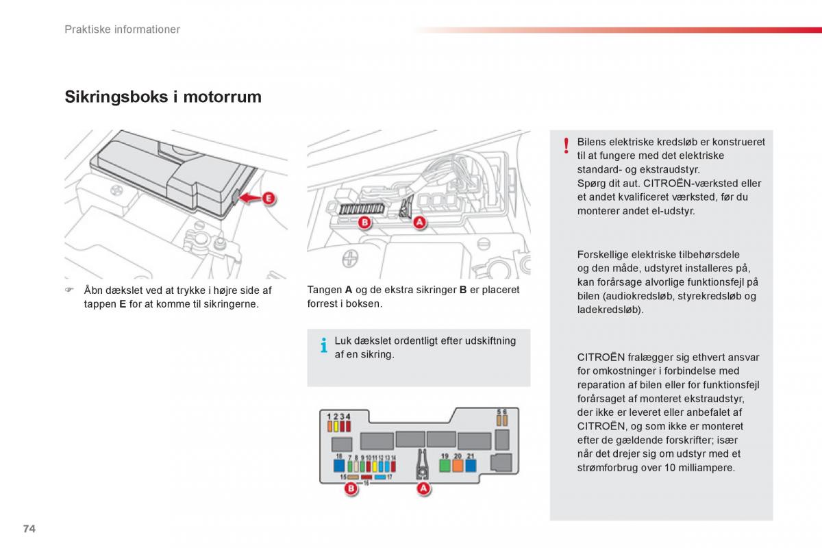 Citroen C1 I 1 Bilens instruktionsbog / page 76