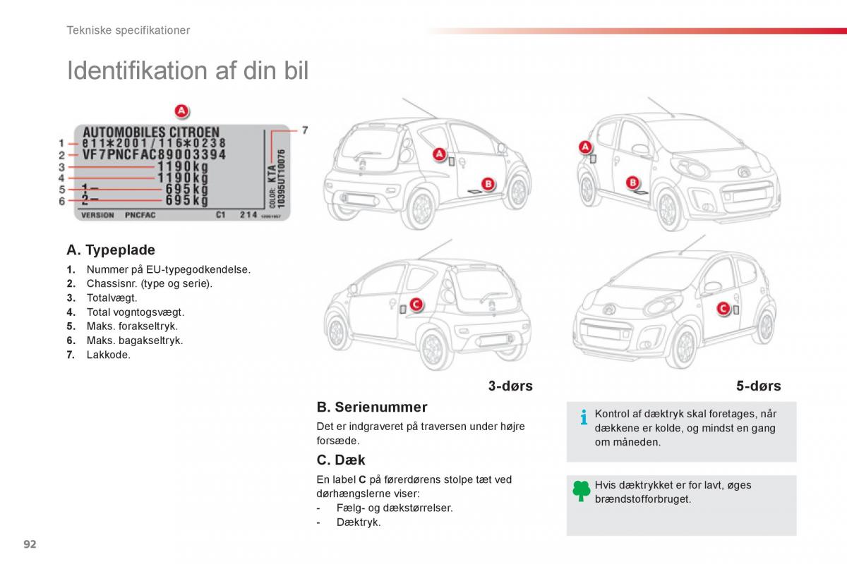 Citroen C1 I 1 Bilens instruktionsbog / page 94