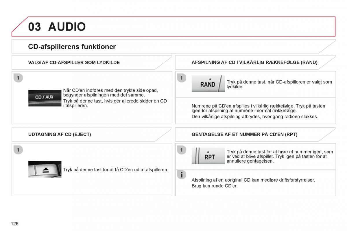 Citroen C1 I 1 Bilens instruktionsbog / page 128