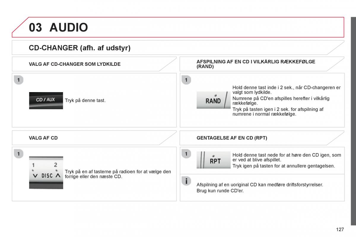 Citroen C1 I 1 Bilens instruktionsbog / page 129