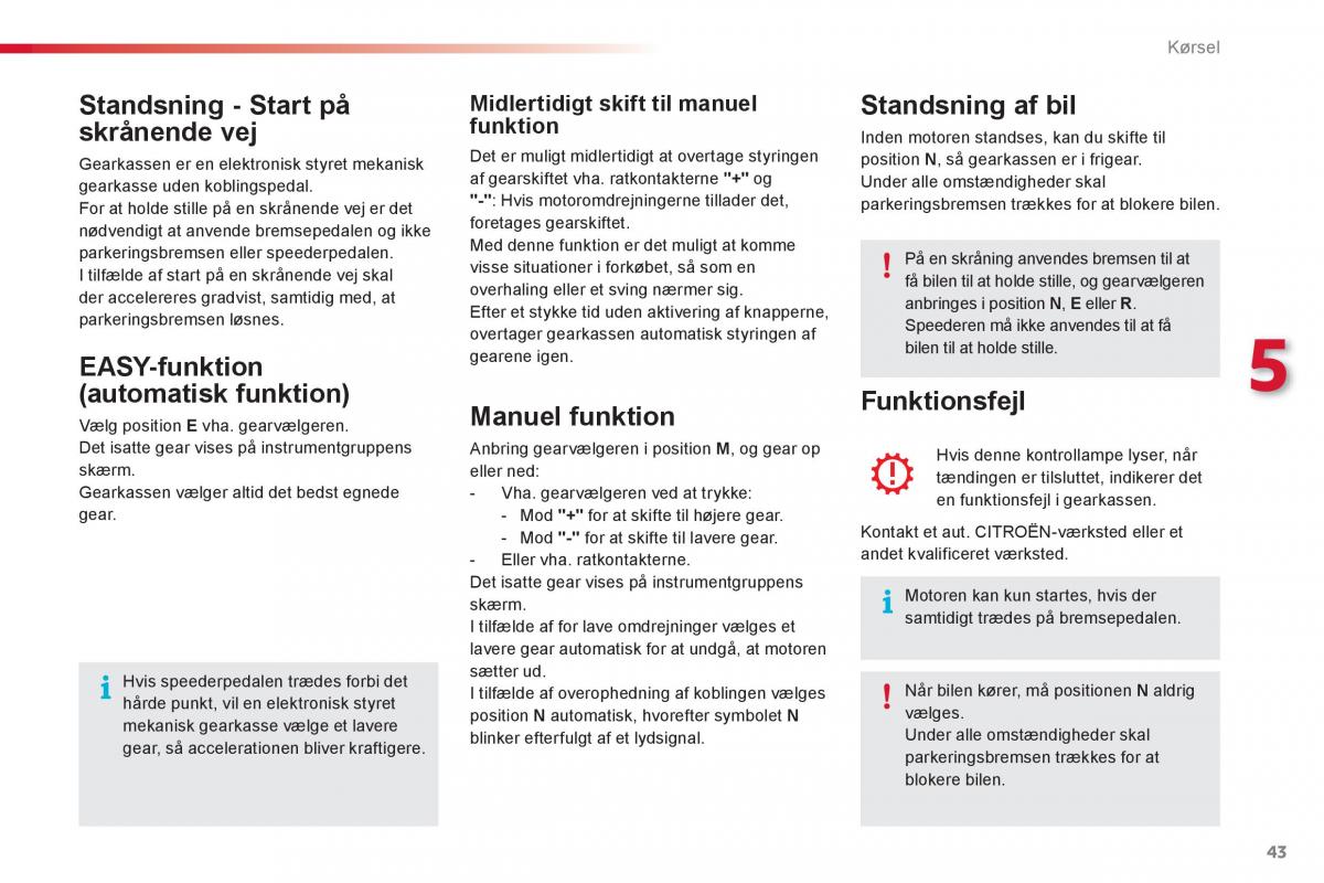 Citroen C1 I 1 Bilens instruktionsbog / page 45