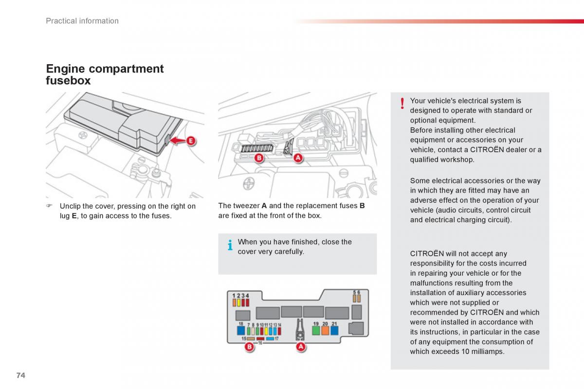 Citroen C1 I 1 owners manual / page 76