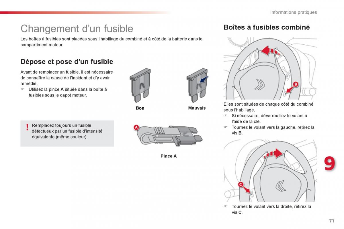 Citroen C1 I 1 manuel du proprietaire / page 73