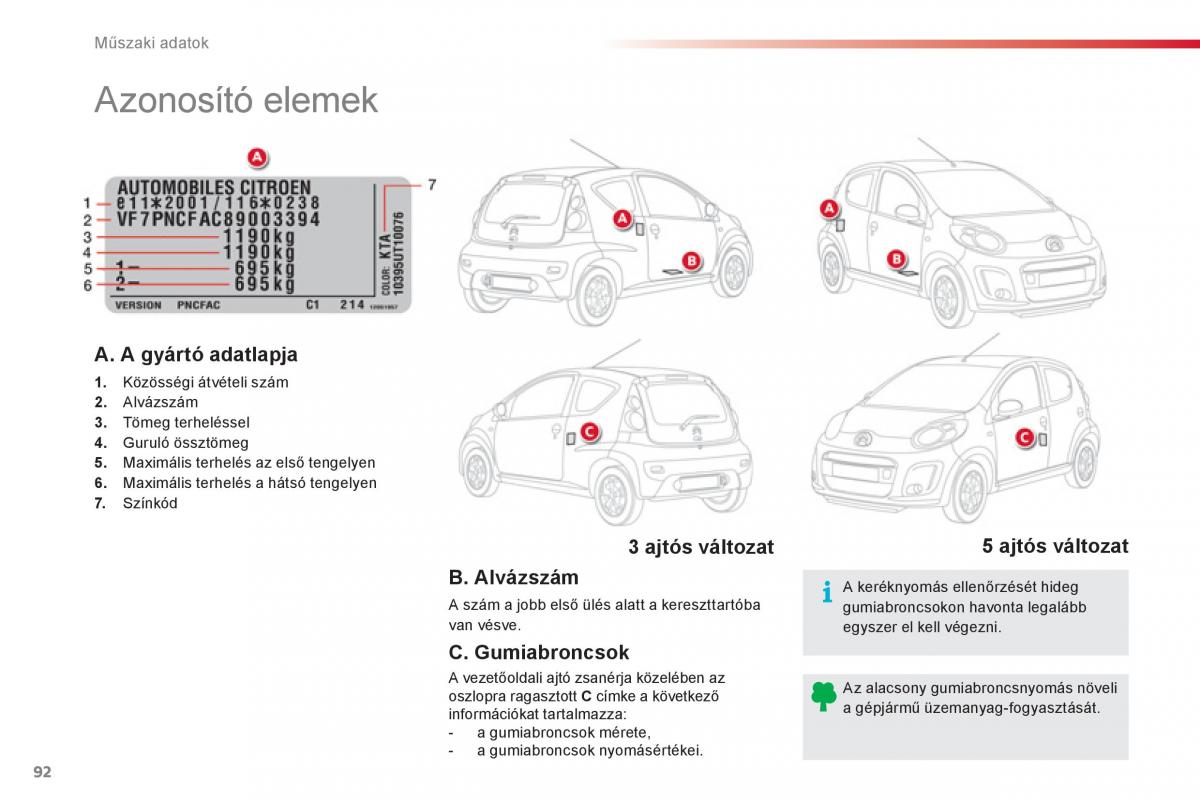 Citroen C1 I 1 Kezelesi utmutato / page 94