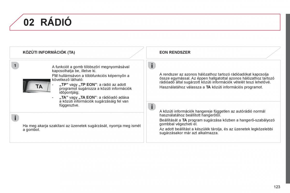 Citroen C1 I 1 Kezelesi utmutato / page 125