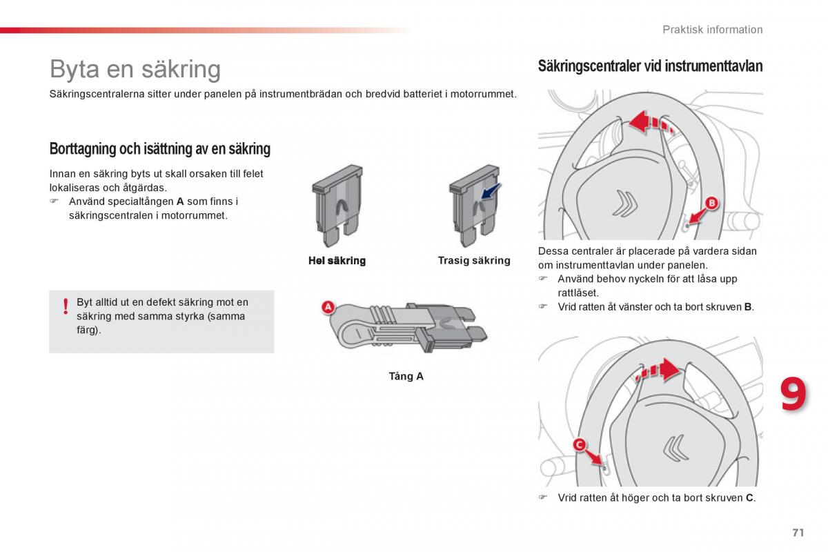 Citroen C1 I 1 instruktionsbok / page 73