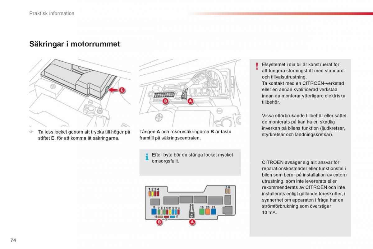 Citroen C1 I 1 instruktionsbok / page 76