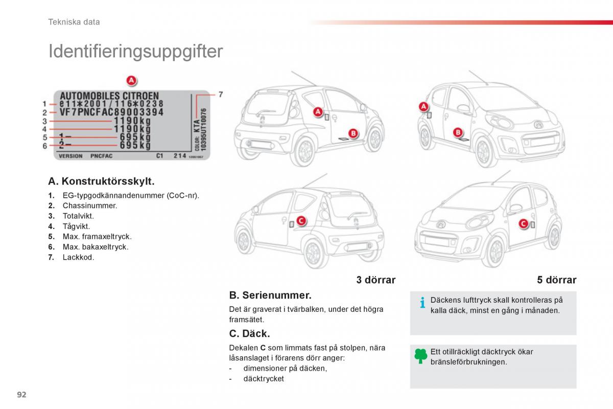 Citroen C1 I 1 instruktionsbok / page 94