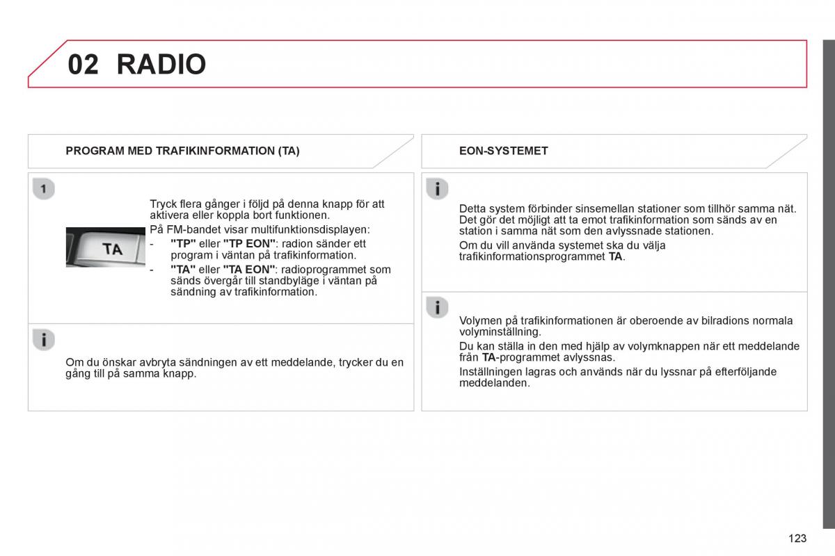 Citroen C1 I 1 instruktionsbok / page 125