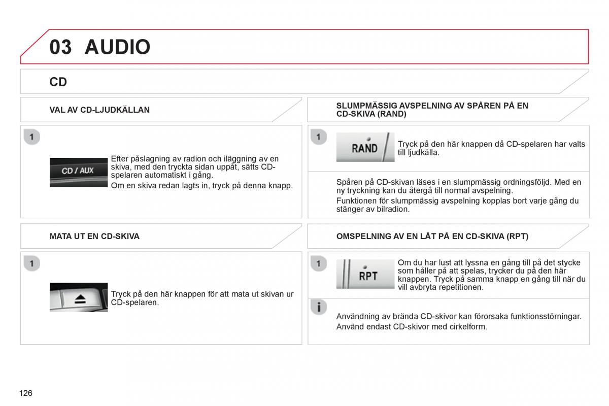 Citroen C1 I 1 instruktionsbok / page 128