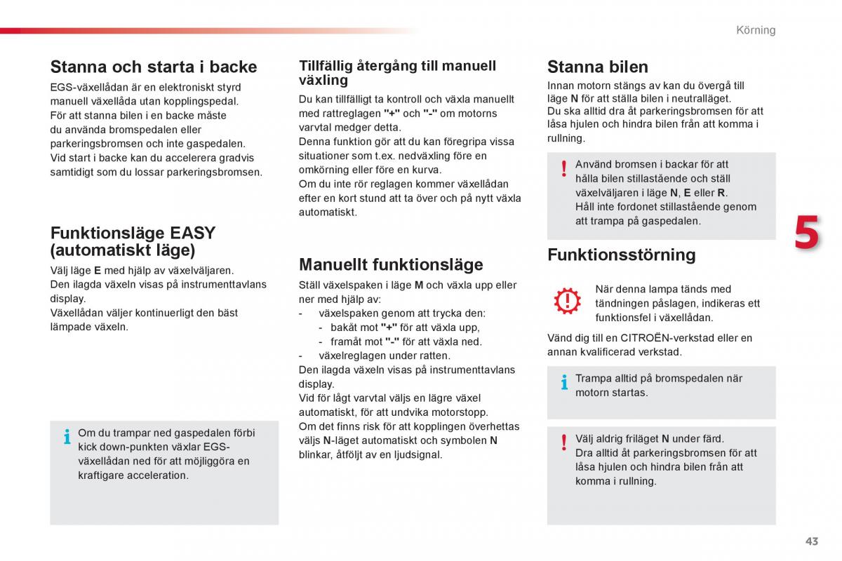 Citroen C1 I 1 instruktionsbok / page 45