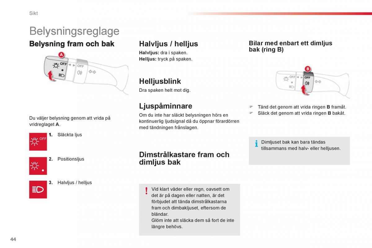 Citroen C1 I 1 instruktionsbok / page 46