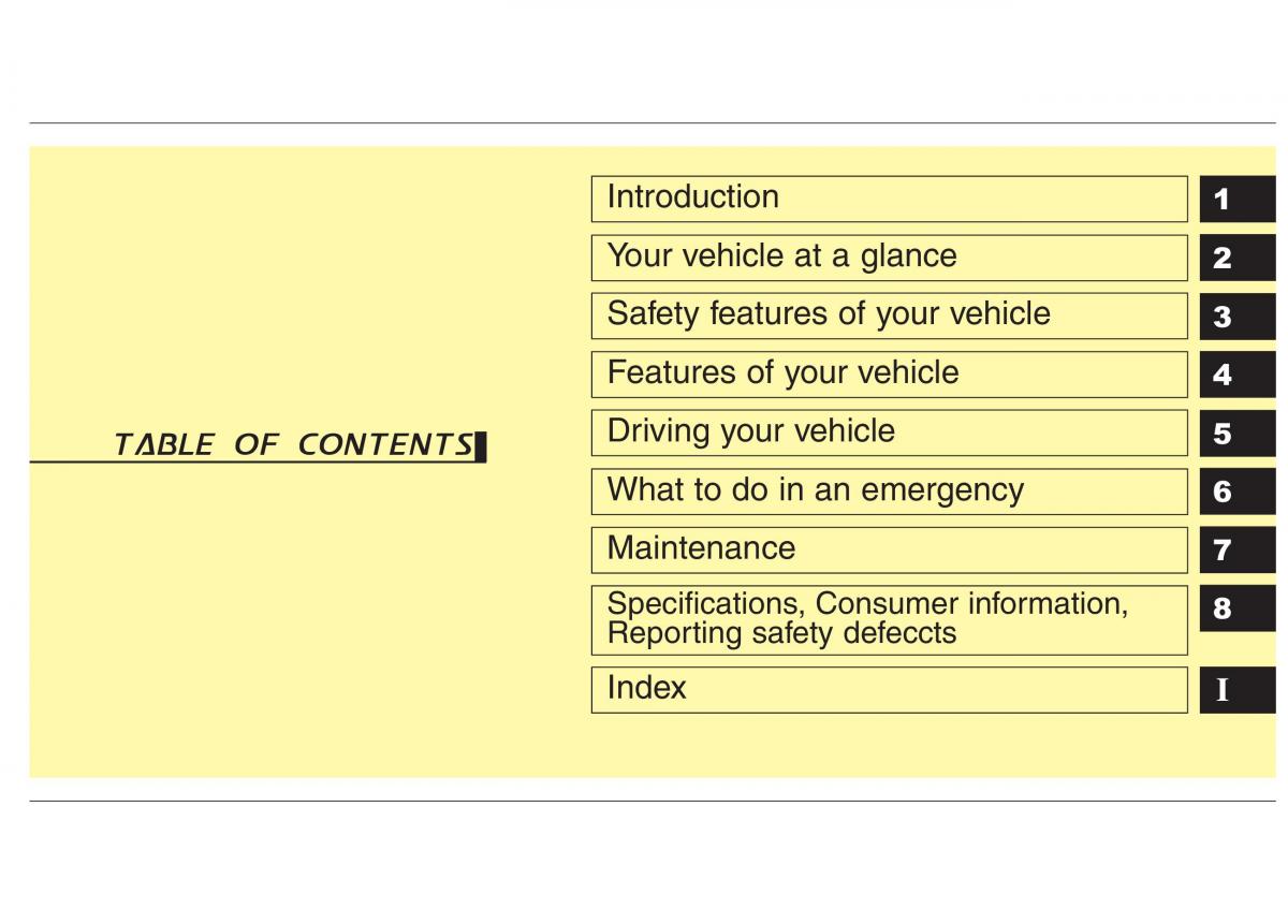 Hyundai Genesis I 1 owners manual / page 7