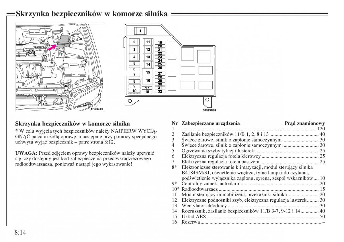 instrukcja obsługi Volvo V40 Volvo V40 instrukcja obslugi / page 122