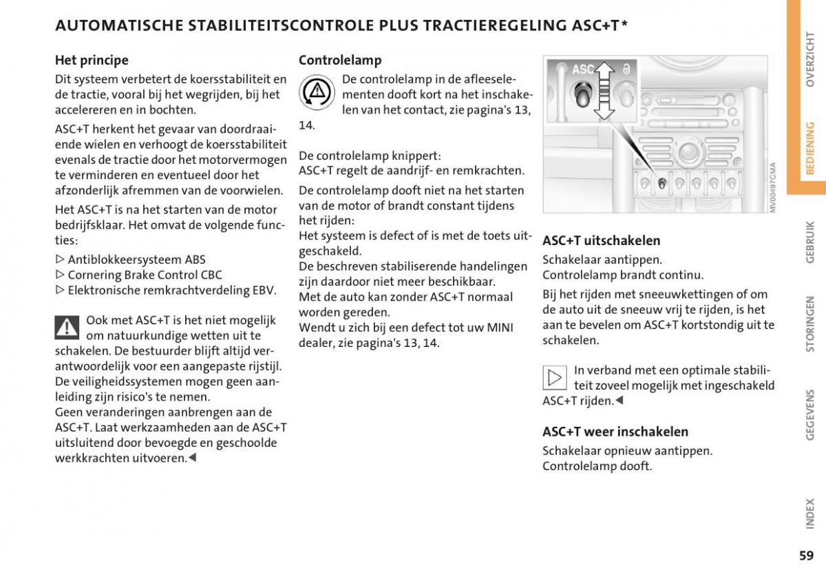 Mini Cooper One I 1 handleiding / page 62