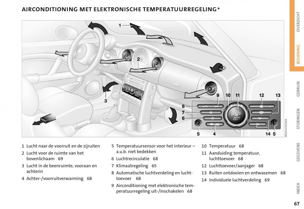 Mini Cooper One I 1 handleiding / page 70