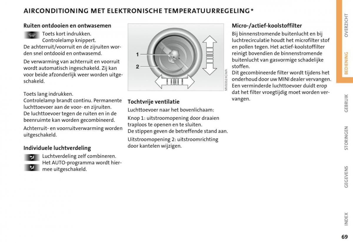 Mini Cooper One I 1 handleiding / page 72