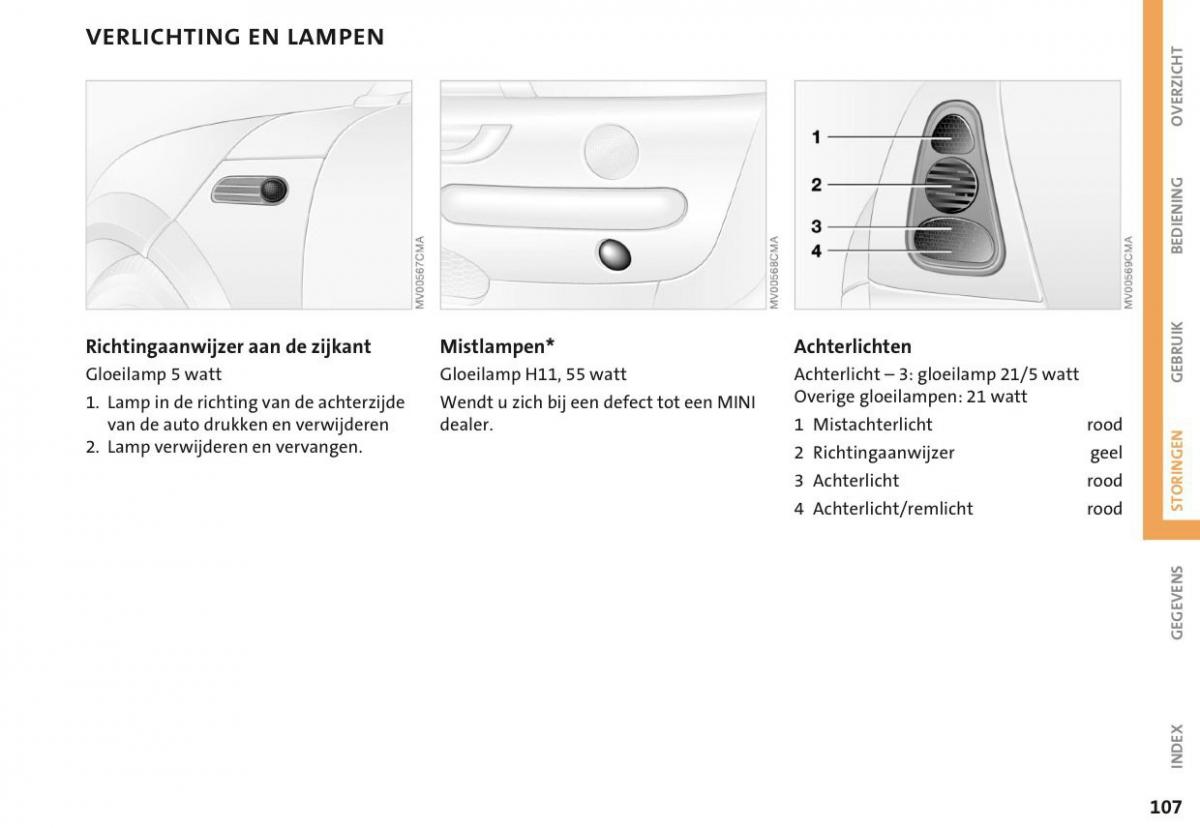 Mini Cooper One I 1 handleiding / page 110