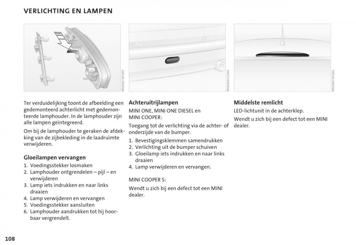 Mini Cooper One I 1 handleiding / page 111