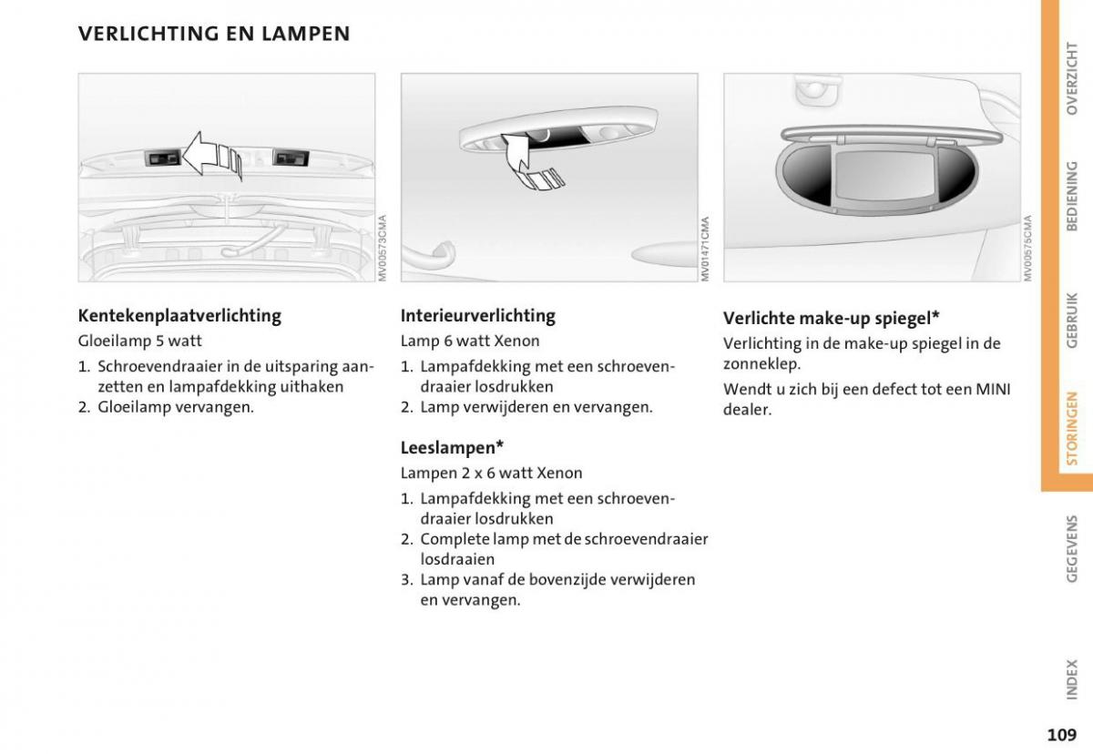 Mini Cooper One I 1 handleiding / page 112