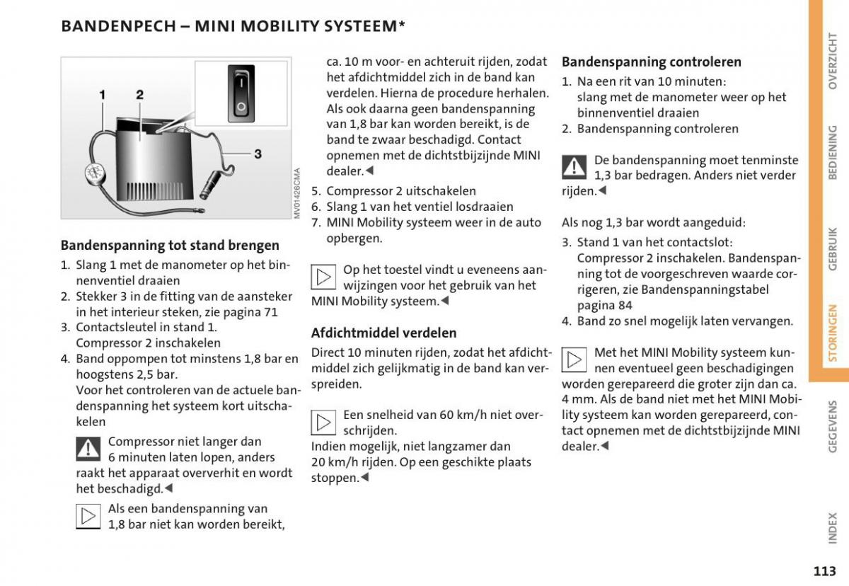 Mini Cooper One I 1 handleiding / page 116