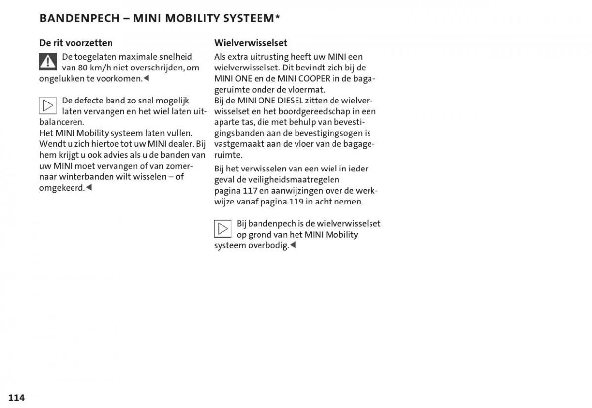 Mini Cooper One I 1 handleiding / page 117