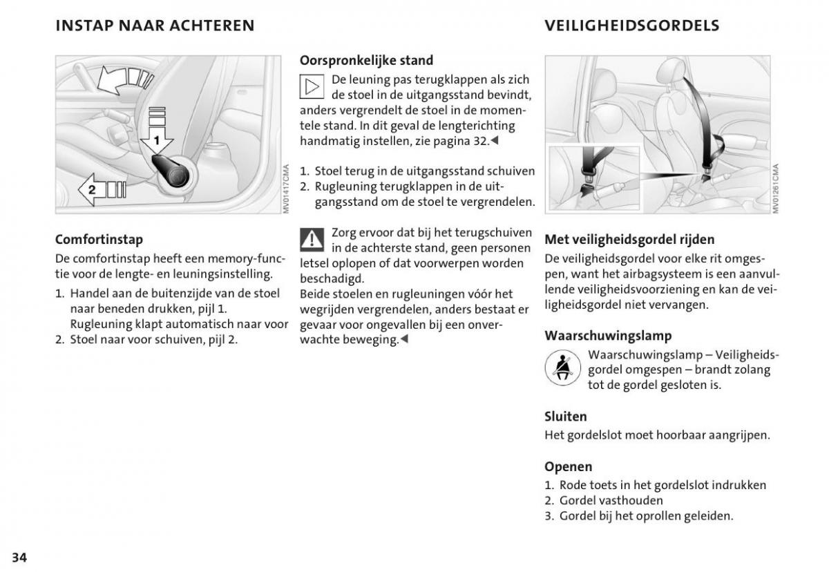 Mini Cooper One I 1 handleiding / page 37