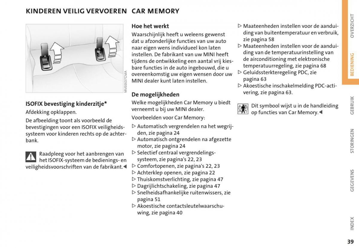 Mini Cooper One I 1 handleiding / page 42