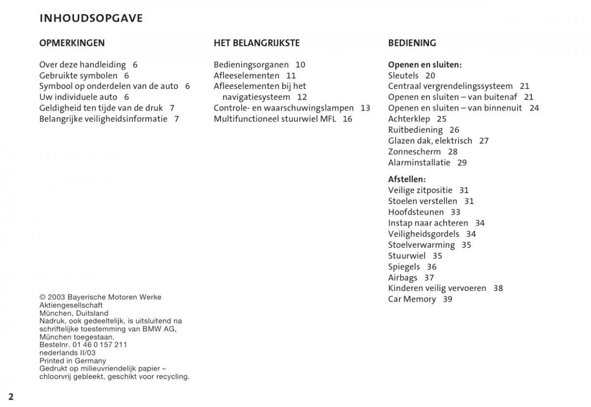 Mini Cooper One I 1 handleiding / page 5