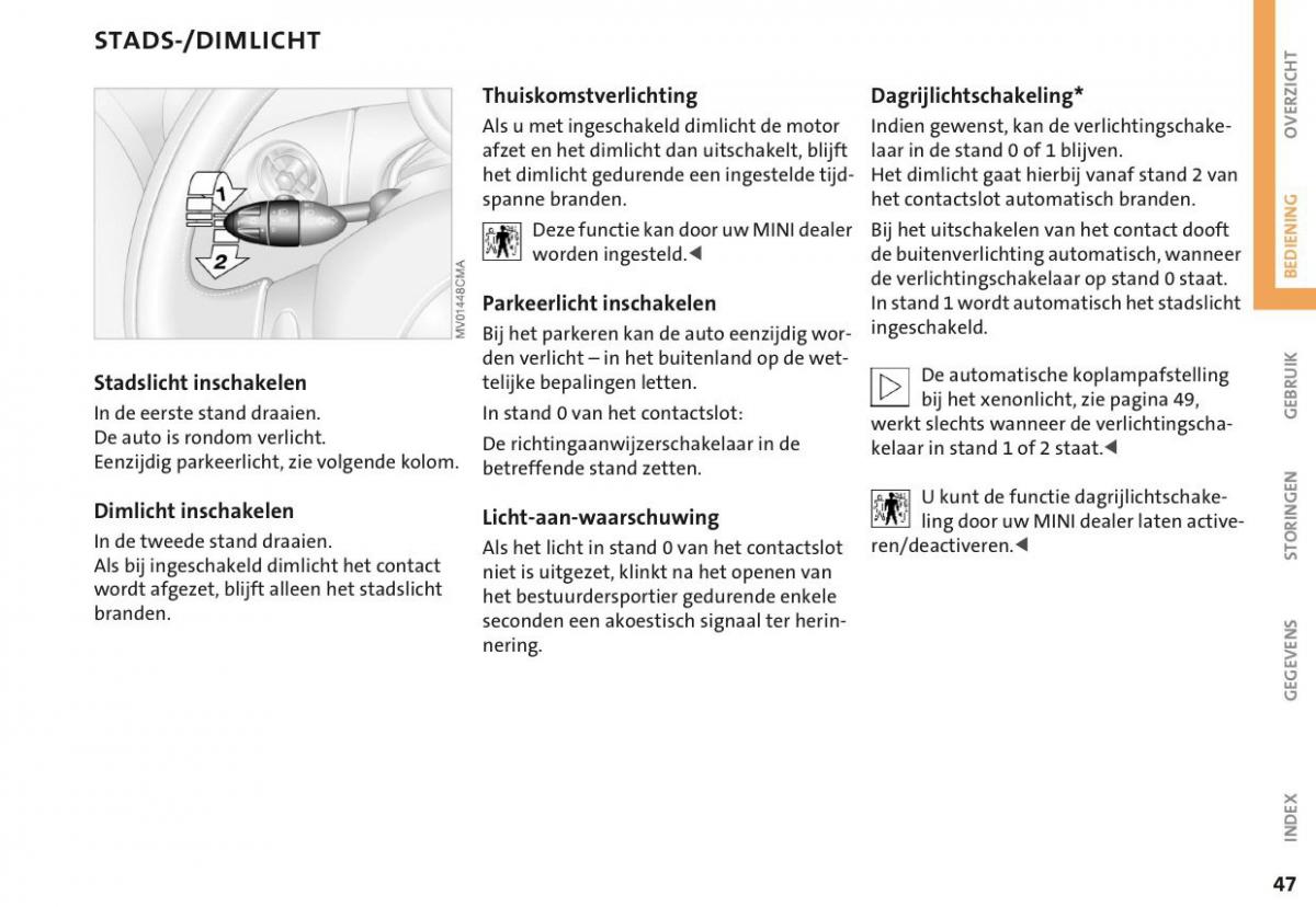 Mini Cooper One I 1 handleiding / page 50