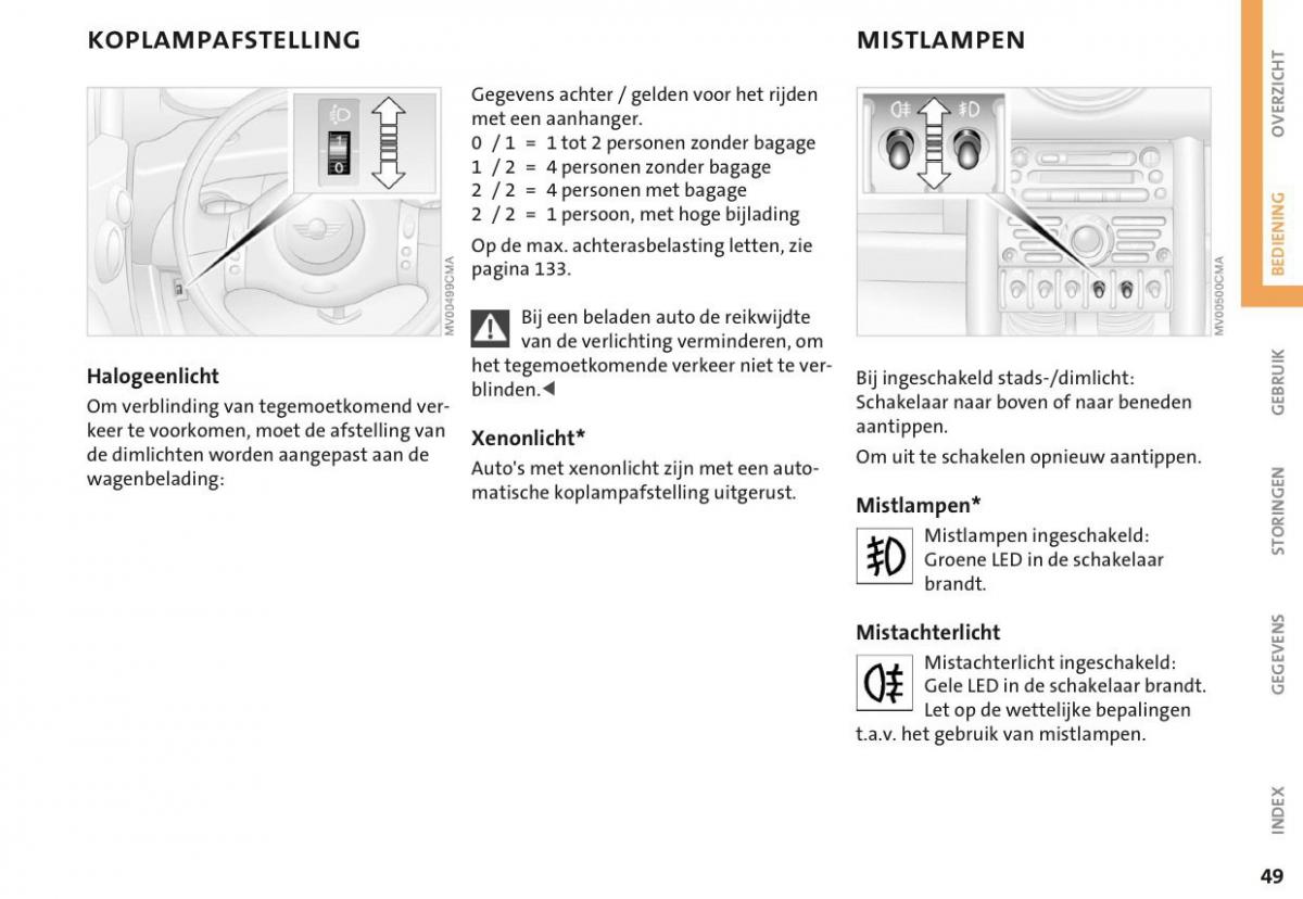 Mini Cooper One I 1 handleiding / page 52