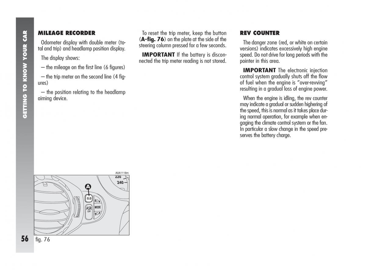 Alfa Romeo 147 owners manual / page 57