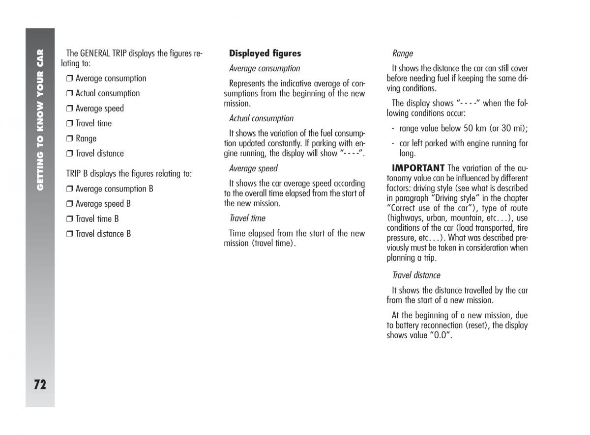 Alfa Romeo 147 owners manual / page 73