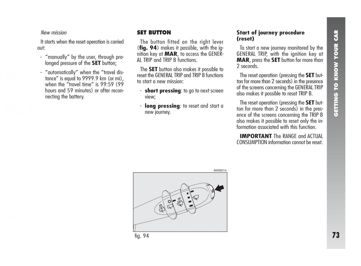 Alfa Romeo 147 owners manual / page 74