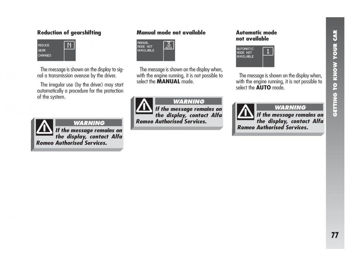 Alfa Romeo 147 owners manual / page 78