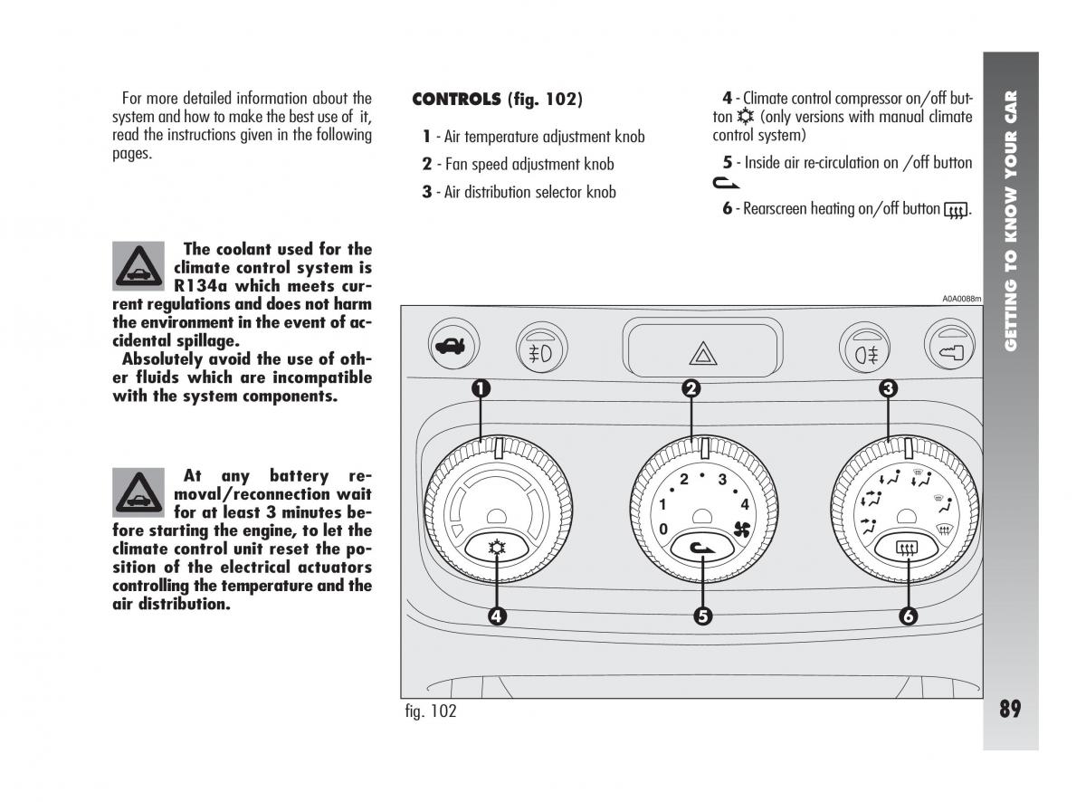 Alfa Romeo 147 owners manual / page 90