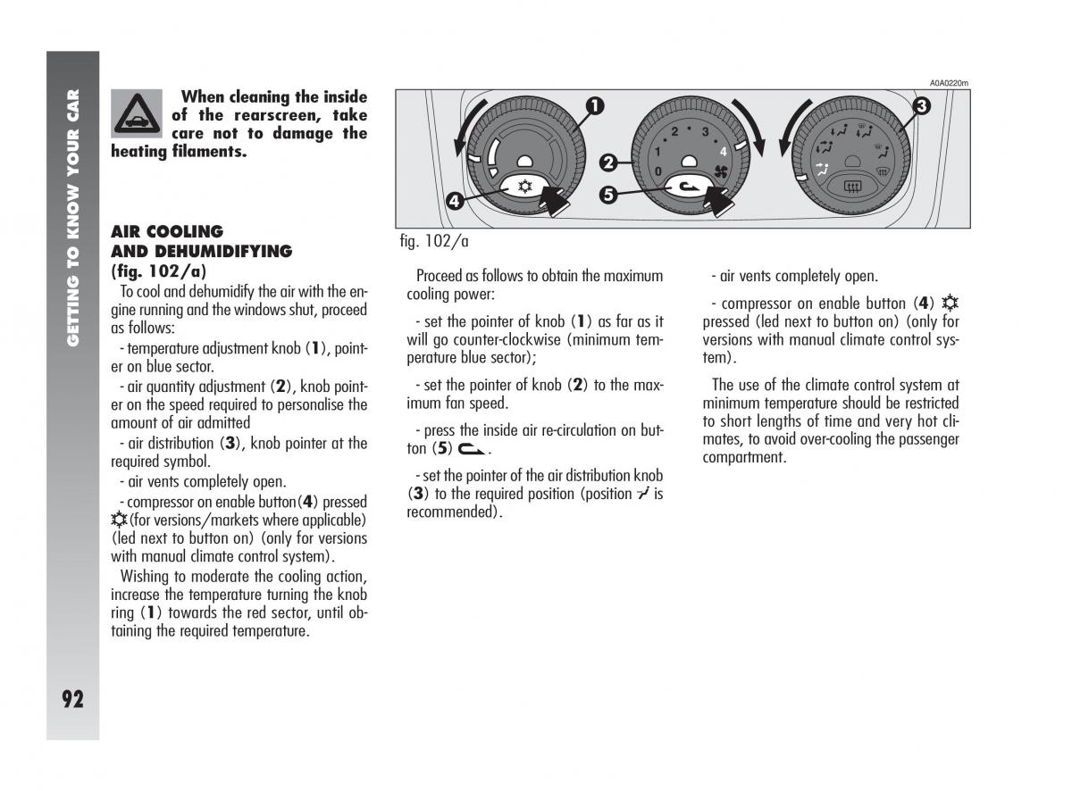 Alfa Romeo 147 owners manual / page 93