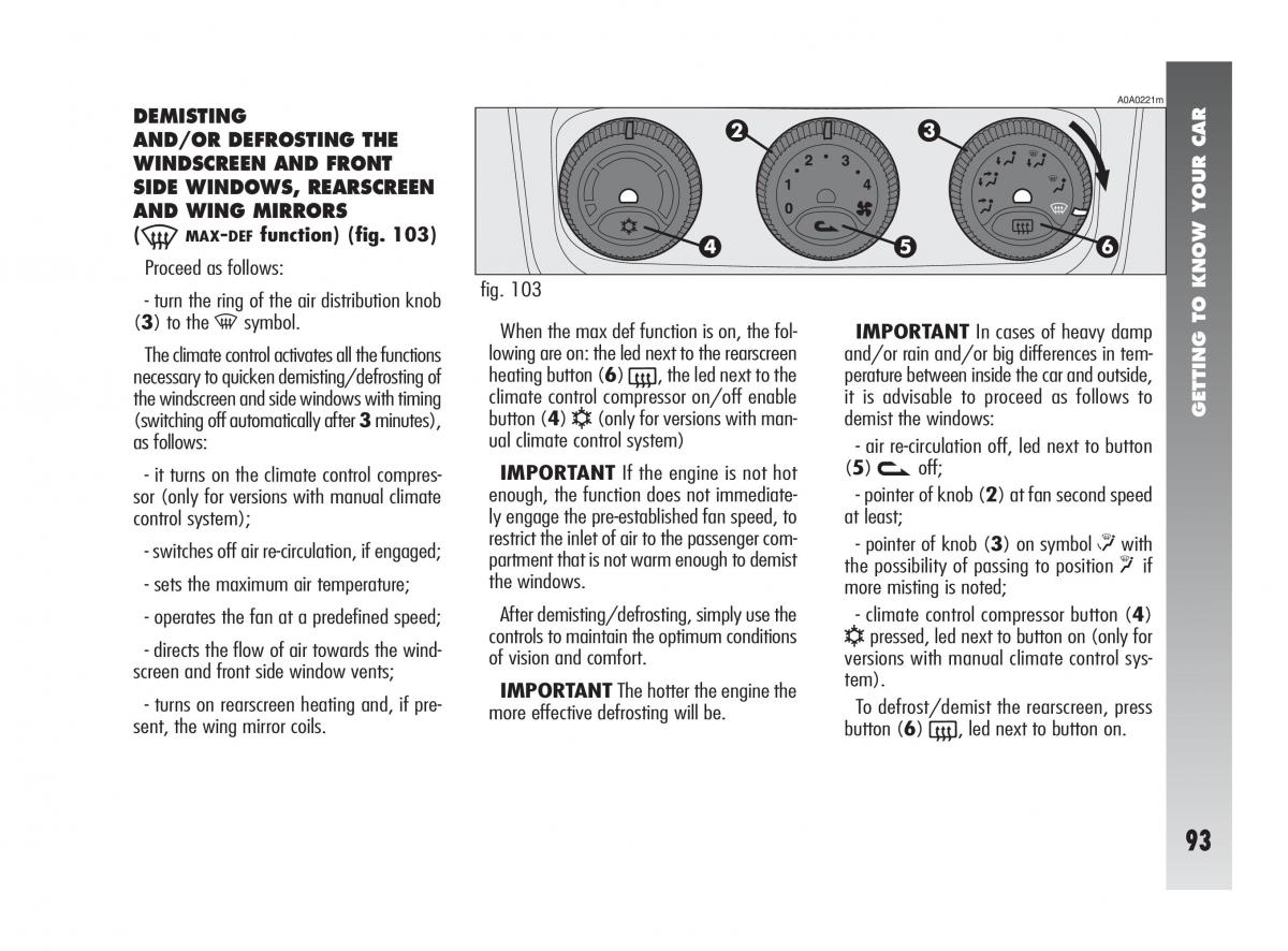 Alfa Romeo 147 owners manual / page 94