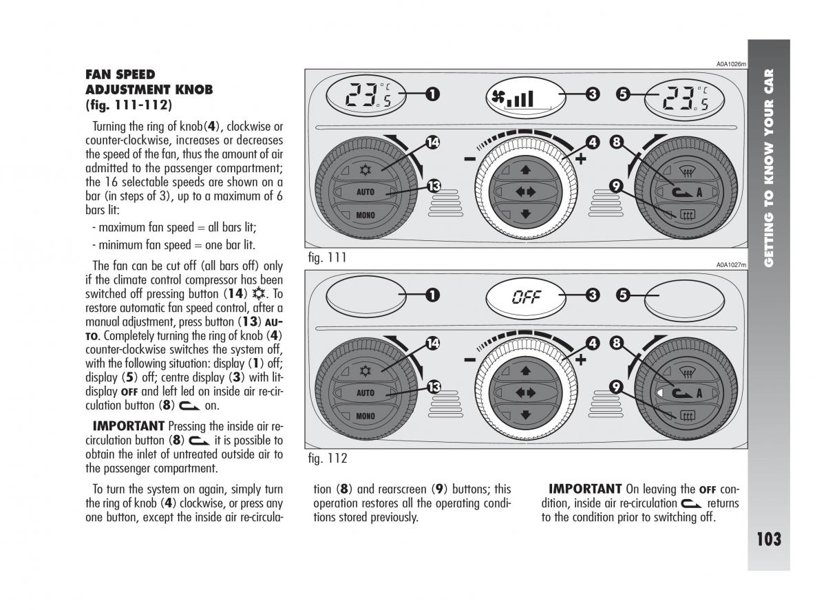 Alfa Romeo 147 owners manual / page 104