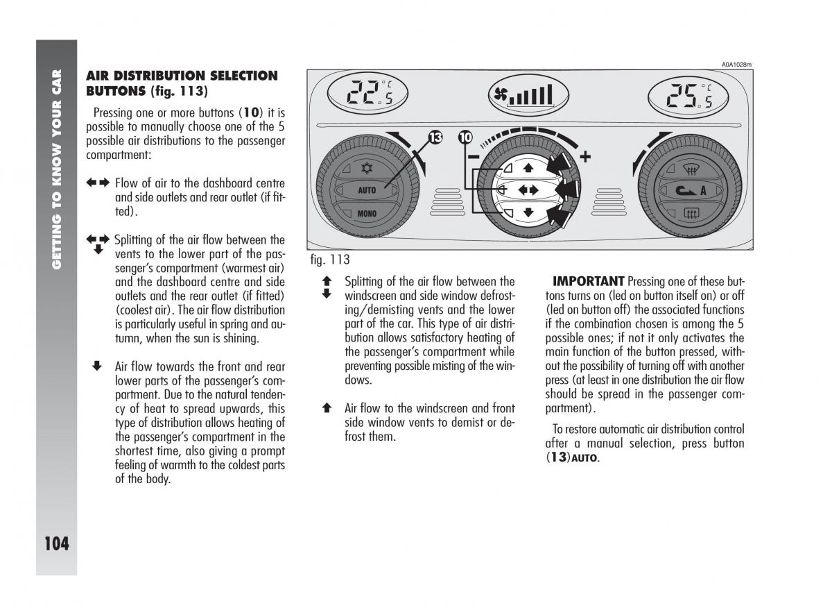 Alfa Romeo 147 owners manual / page 105